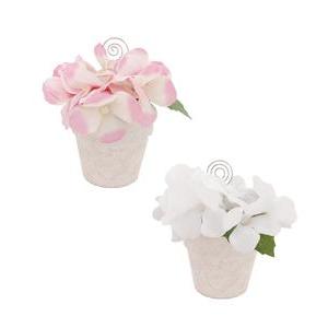 Porte-nom Hortensia - H 13 cm - Rose, Blanc