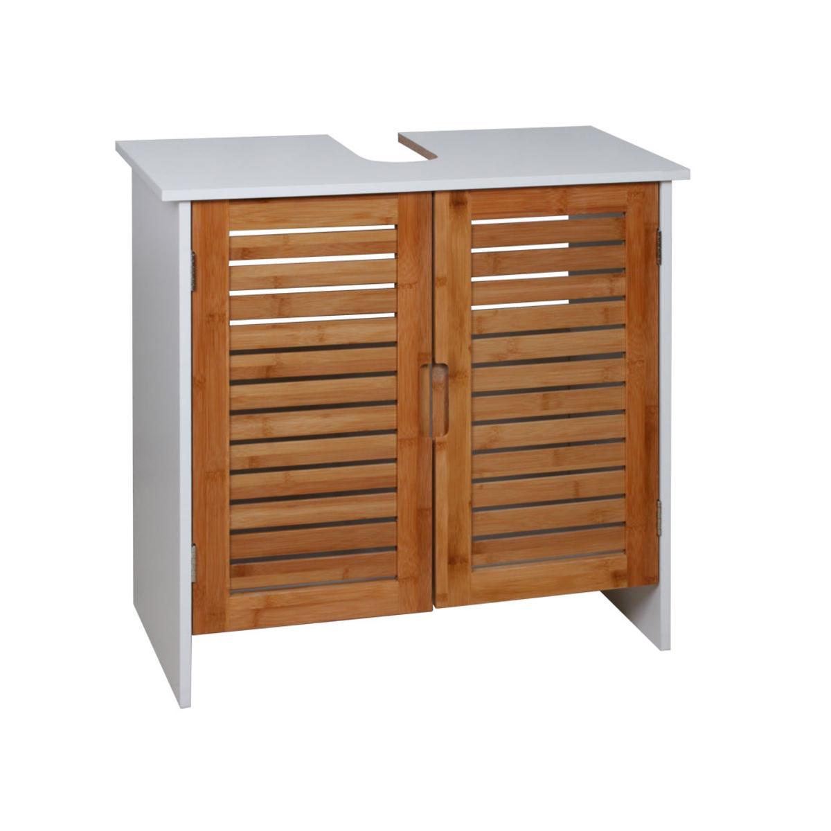 Meuble Salle De Bain Lavabo Bambou L 60 X H 60 X L 29 Cm Marron Meuble De Salle De Bain La Foir Fouille