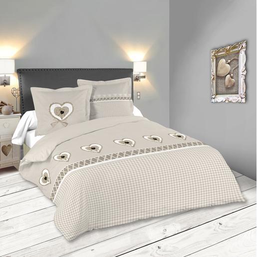 Housse De Couette Francine Beige Blanc Linge De Lit La Foir Fouille