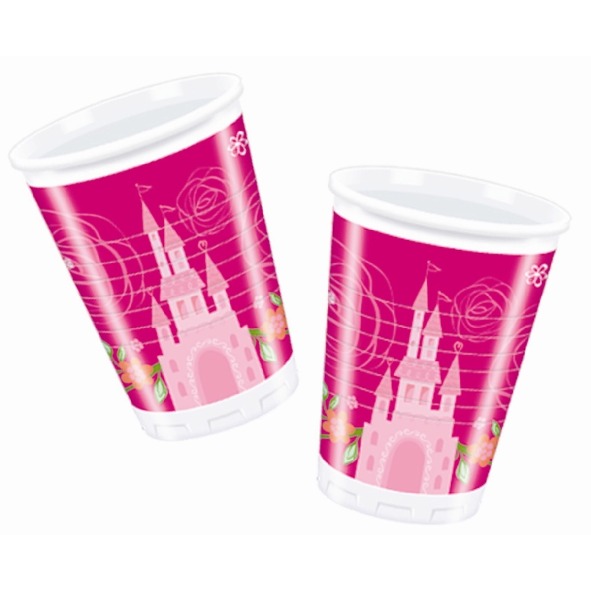 Lot de 10 gobelets Princesses en polypropylène - 20 cl -Multicolore