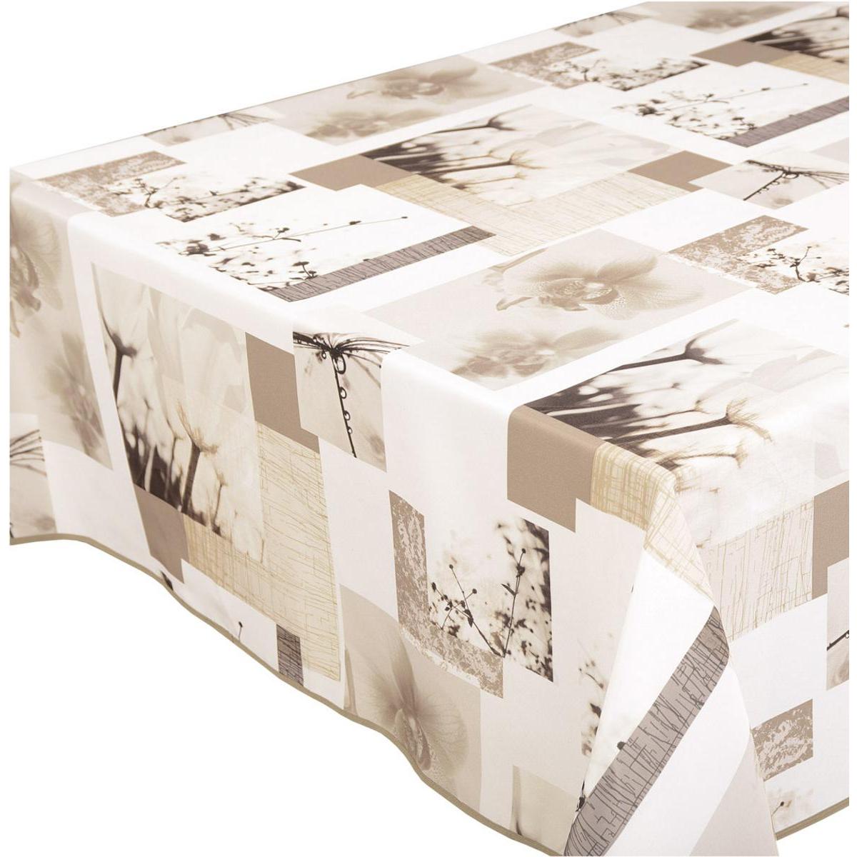 Toile cirée carrée - 100 % Polyester - 180 x 180 cm - Marron taupe Toile cirée carrée - 100 % Polyester - 180 x 180 cm - Marron taupe