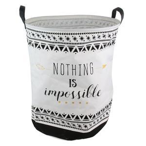 Panier à linge rond à message - 63 L - Blanc, noir