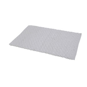 Tapis de salle de bain moelleux aspect naturel - 60 x 90 cm - Gamme Damier - Blanc