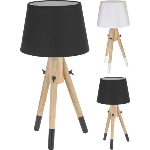 Lampe A Pied En Bois H 49 Cm Noir Ou Blanc Lampes A Poser La Foir Fouille