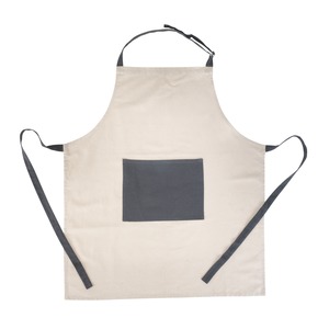 Tablier bicolore en coton - 70 x 80 cm - gris, beige