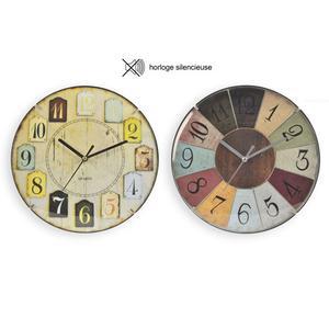 Horloge à mécanisme silencieux en plastique - Diamètre 23 cm - Multicolore