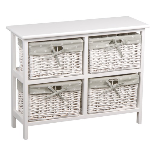 Commode 4 Tiroirs Style Campagnard Osier Tissu 34 5 X 23 X 51