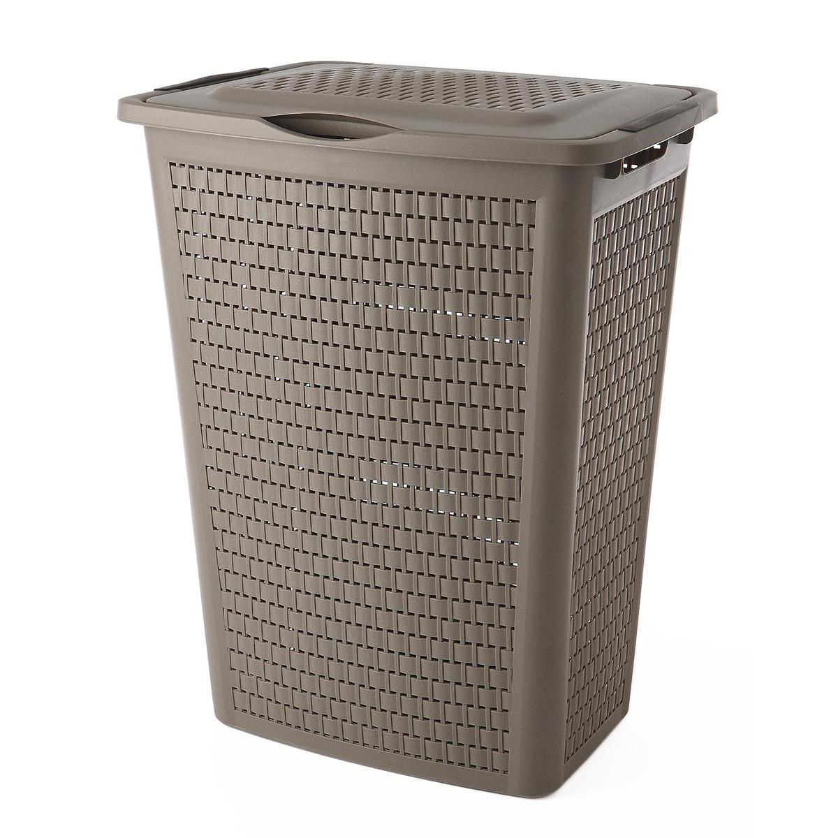 Coffre à linge - Plastique - 45 x 33,8 x H 57,5 cm - Marron taupe Coffre à linge - Plastique - 45 x 33,8 x H 57,5 cm - Marron taupe