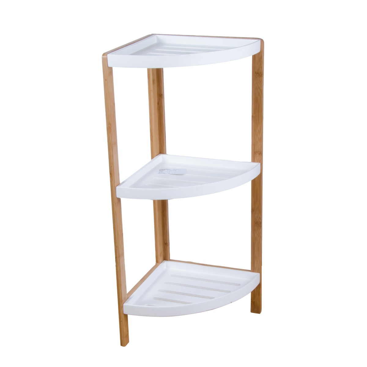 Étagère d'angle 3 niveaux - 32 x 32 x H 80 cm - Blanc, marron Étagère d'angle 3 niveaux - 32 x 32 x H 80 cm - Blanc, marron