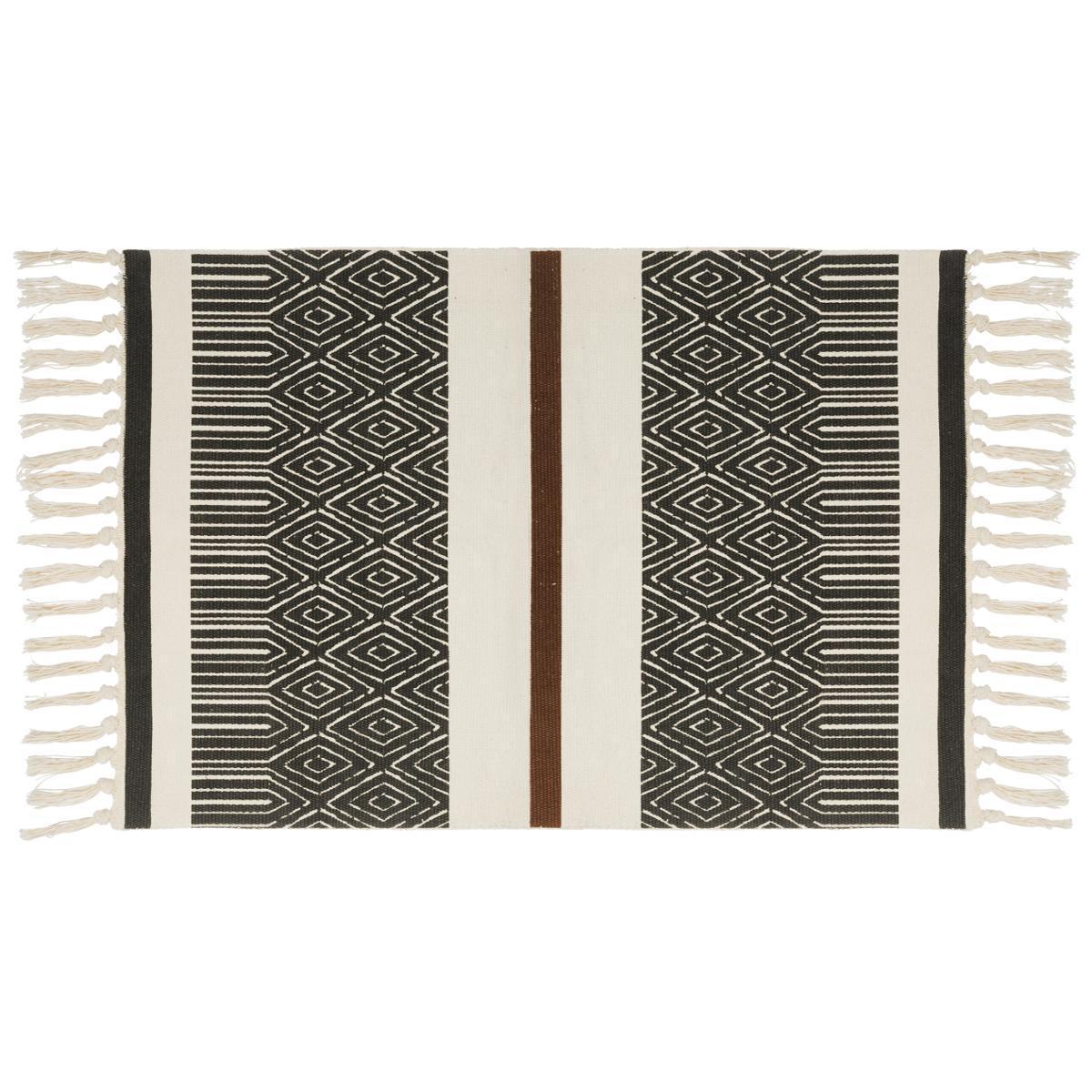 Tapis Etnik - 60 x 90 cm - Noir, blanc