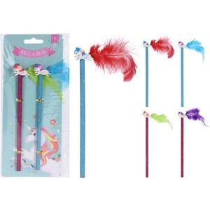 2 crayons avec gomme licorne