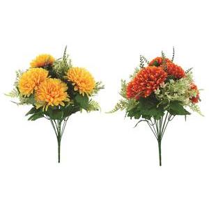 Bouquet de Chrysantèmes synthétiques et leur feuillage - H 50 cm - Multicolore