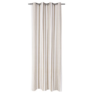 Rideau à rayures métallisées - 140 x 260 cm - Blanc, Beige taupe, Gris argenté