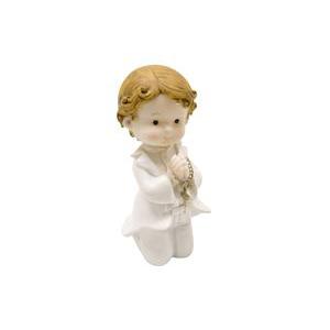 Figurine communiant à genoux - Résine - 7,5 x 7 x 11,5 cm - Blanc