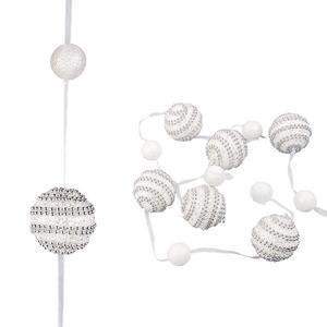 Guirlande 6 boules - Polystyrène - 1,2 m - Blanc et argenté