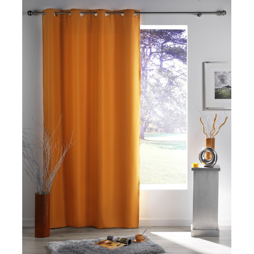 Rideau Occultant A œillets En Polyester Orange Rideaux Et Voilages La Foir Fouille