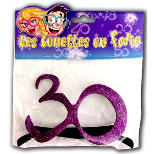 Lunettes géantes pailletées Anniversaire 30 ans - 23 cm - Violet