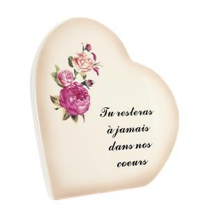 Plaque funéraire coeur- Grès - 17 x 7,5 x 17 cm - 2 modèles au choix