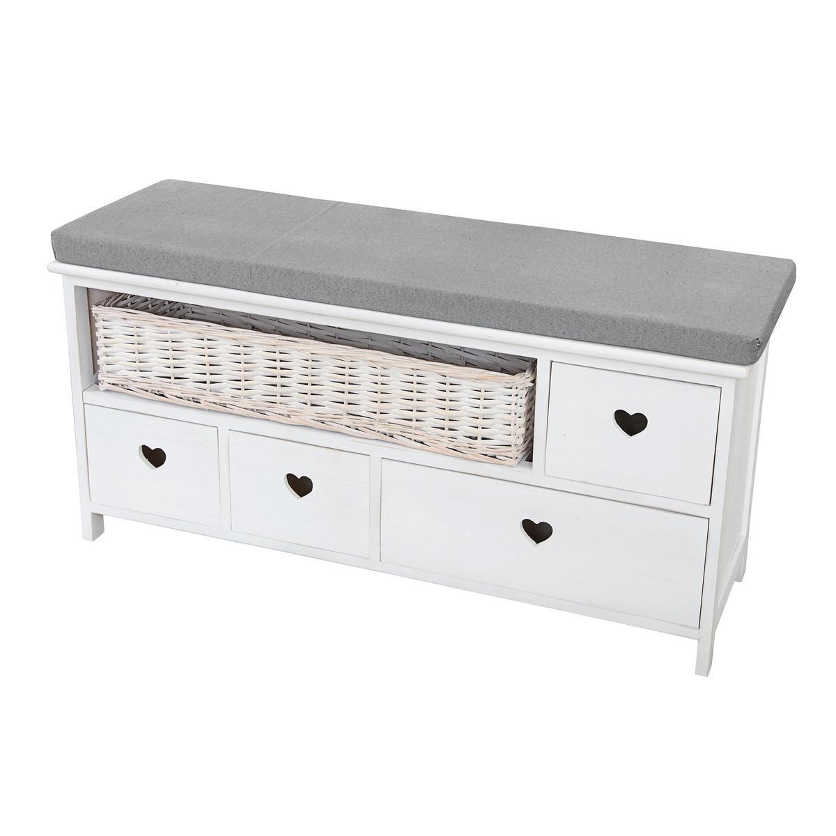 Banc De Rangement 4 Tiroirs 1 Panier Pin Blanc Meubles De Rangement Pour La Salle A Manger La Foir Fouille