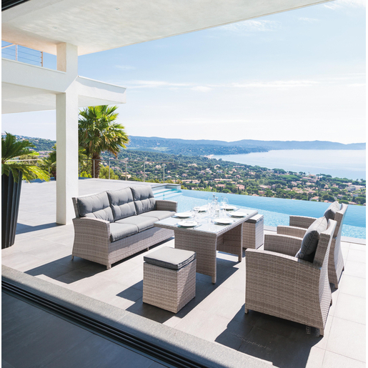 Salon Cuba De 7 Places Greige Mobilier De Jardin La Foir Fouille