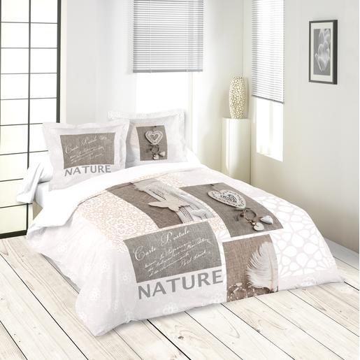 Housse De Couette Nature Beige Blanc Linge De Lit La Foir Fouille