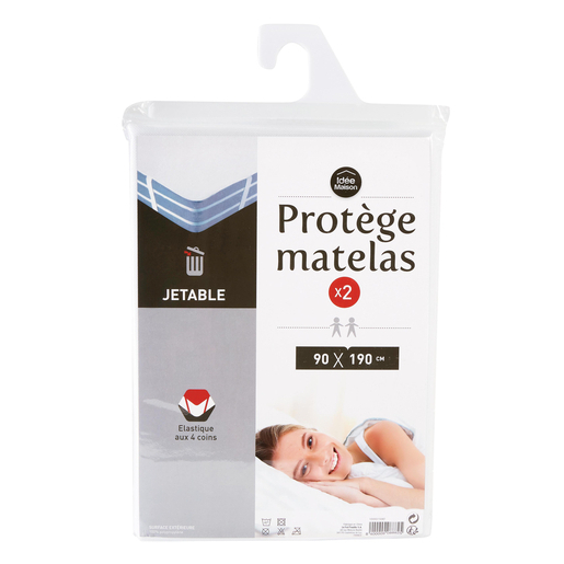 2 Protege Matelas A Usage Unique 90 X 190 Cm Blanc Linge De