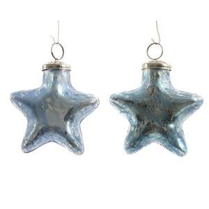 Etoile verre craq bleu 10 cm