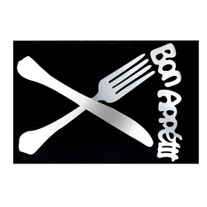 Sticker miroir forme couverts - 40 x 60 cm - Noir, transparent