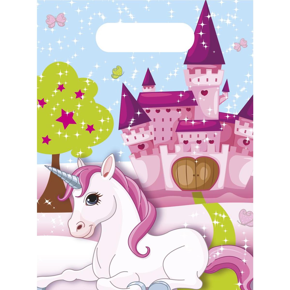 6 Sachets De Fete Licorne 26 X 18 Cm Multicolore Anniversaire La Foir Fouille