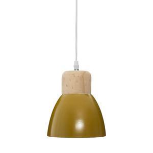 Suspension métal métal et pin Desy jaune ocre ø 15 cm