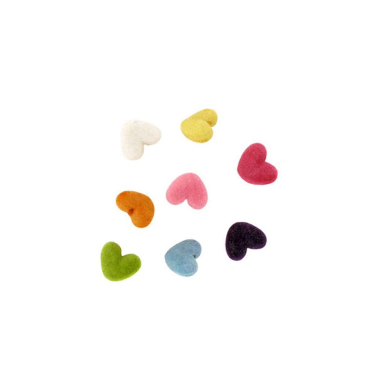 Perles acryliques velours coeur 8 couleurs 32 g - 14 x 12 mm - Multicolore