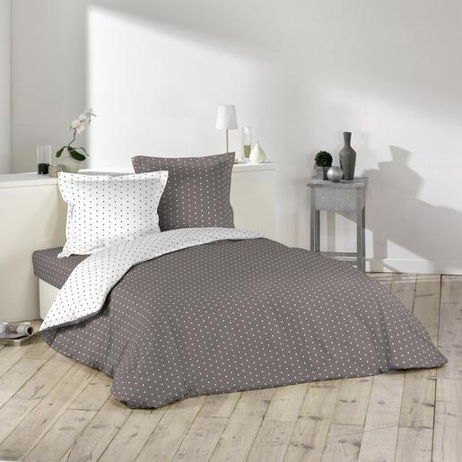 Housse De Couette 2 Personnes 240 X 220 Cm Marron Et Blanc