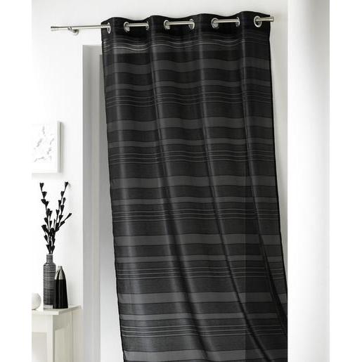 Voilage Rayé Fidji En Polyester Noir Rideaux Et Voilages