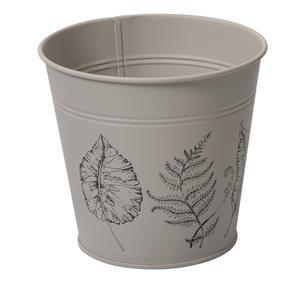 Pot en métal imprimé feuilles - ø 16 x H 14 cm - Beige - MOOREA