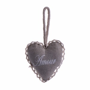 Pompon cœur Amour - 9 x 9 cm - Beige