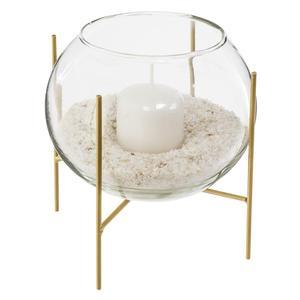 Photophore verre support metal + bougie + sable ø 15