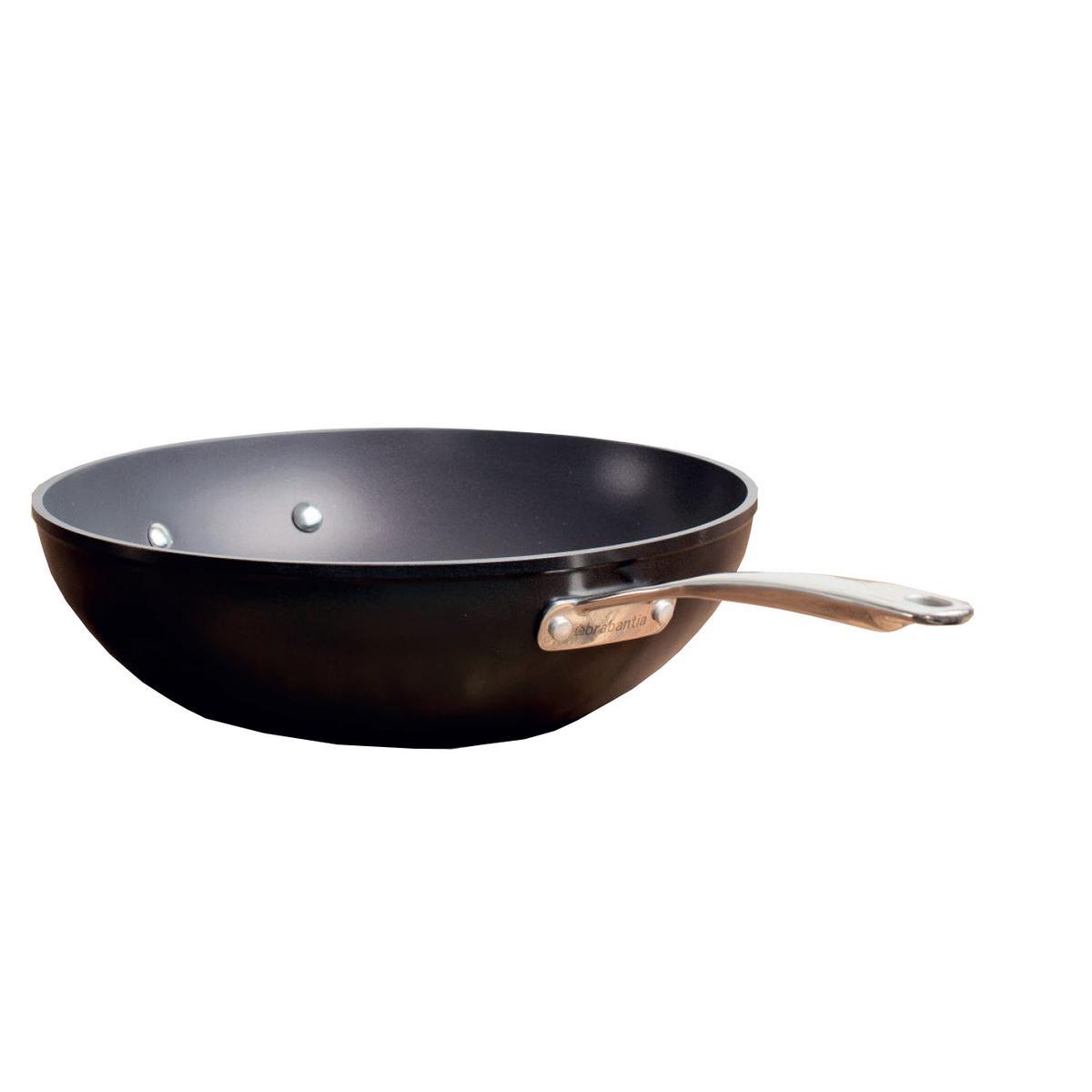 Wok 2 poignées - Aluminium forgé et acier inoxydable - Ø 30 cm - Noir Wok 2 poignées - Aluminium forgé et acier inoxydable - Ø 30 cm - Noir