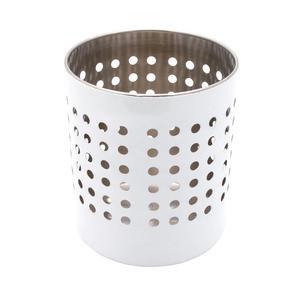 Pot à ustensiles en acier - 11,5 x 13,5 cm - Blanc