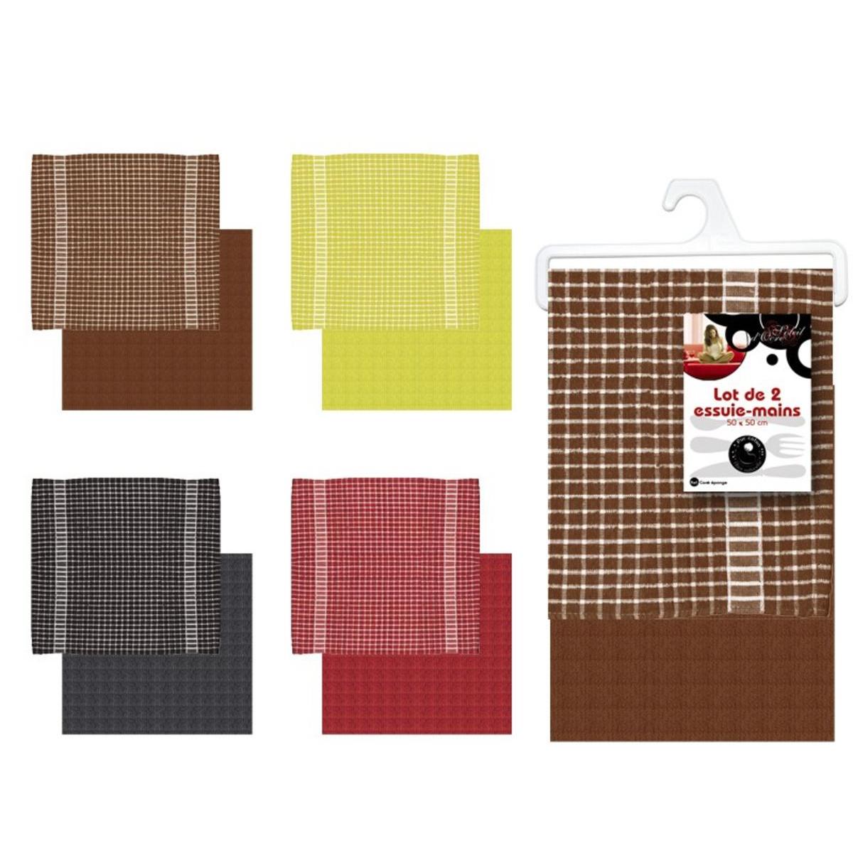 Lot de 2 torchons carré éponge pop corn - 50 x 50 cm Lot de 2 torchons carré éponge pop corn - 50 x 50 cm