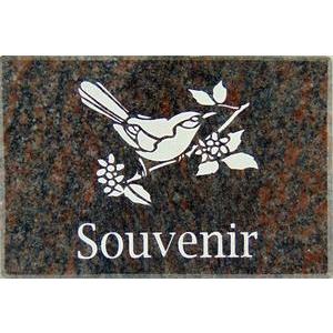 Plaque funéraire gravée - 18 x H 12 cm - Marron