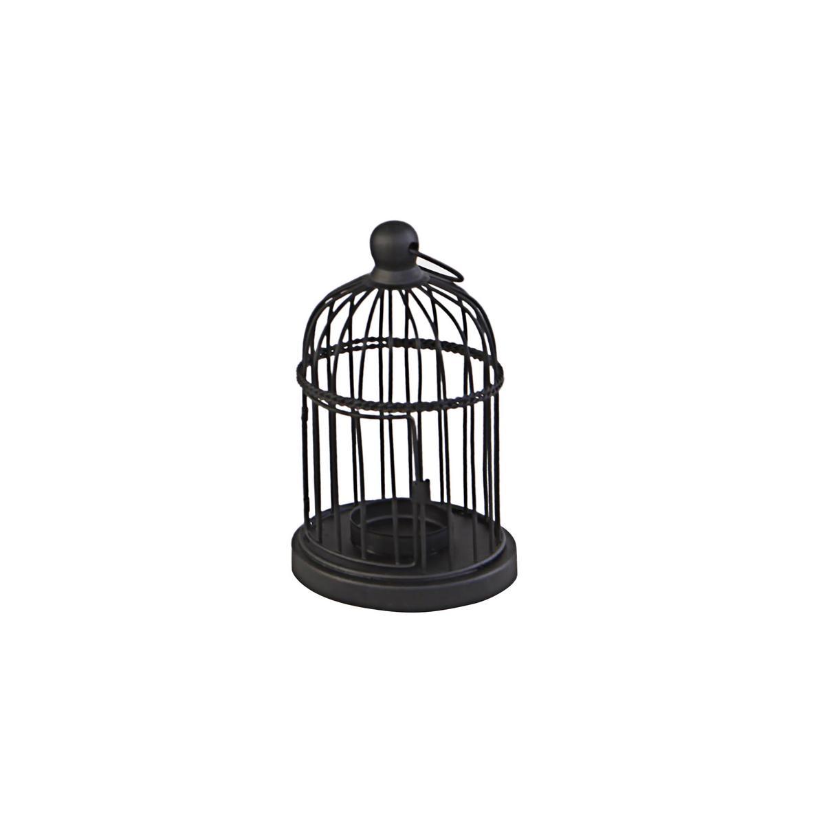 Lanterne cage à oiseaux - Acier - Ø 9,5 x H 15 cm - Noir Lanterne cage à oiseaux - Acier - Ø 9,5 x H 15 cm - Noir