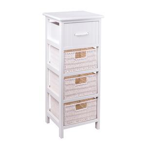 Meuble 3 paniers 1 tiroir - Paulownia - 32 x 28 x H 75 cm - Blanc