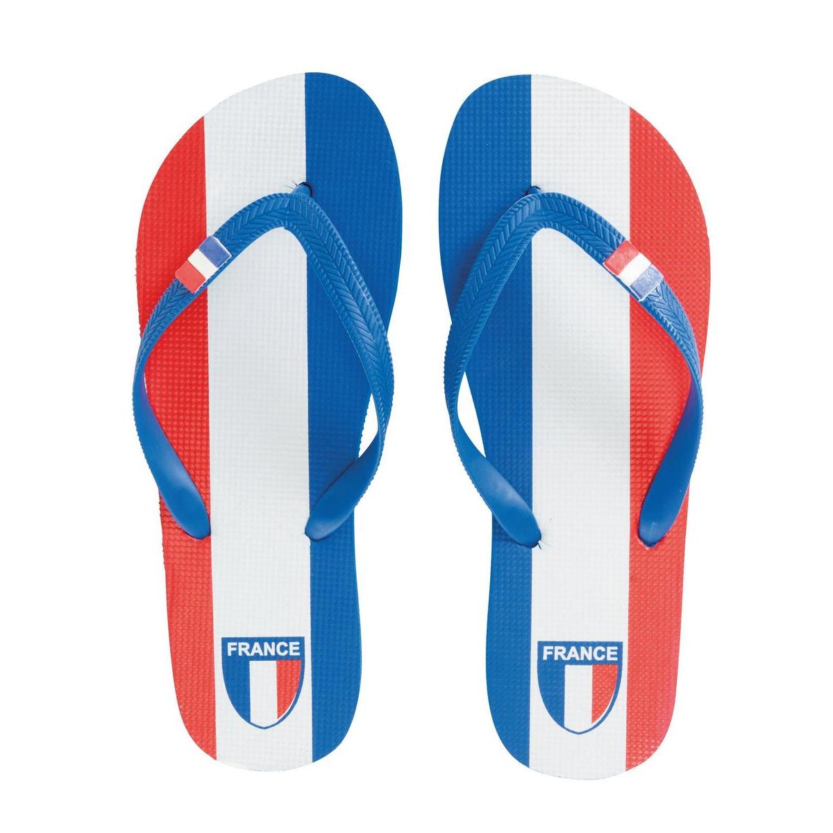 Tongs France - Polyéthlène et PVC - Bleu et Blanc et Rouge Tongs France - Polyéthlène et PVC - Bleu et Blanc et Rouge