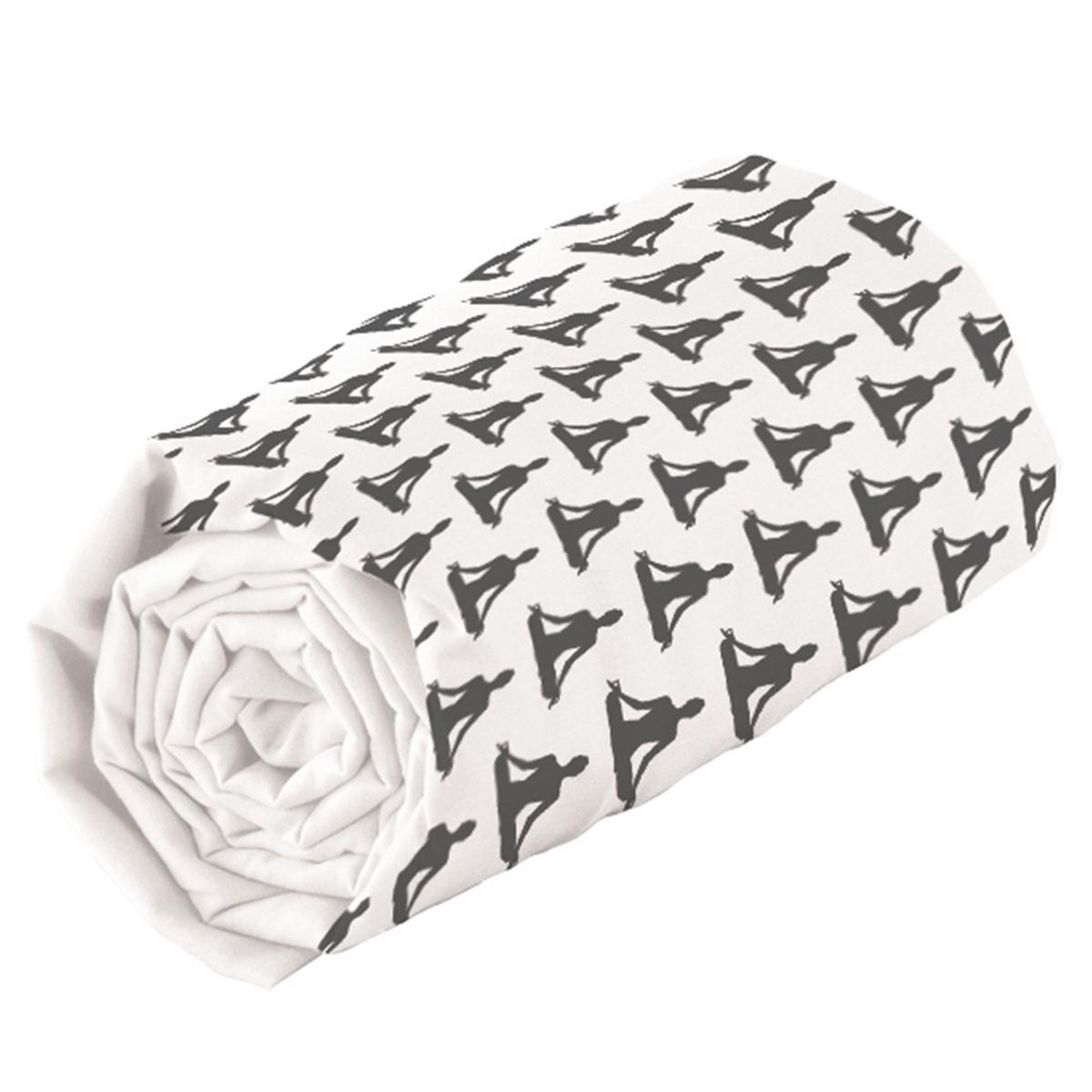Drap-housse 2 personnes - 140 x 190 cm - Gris anthracite et blanc