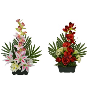 Jardinière de lys + orchidées + roses + glaïeuls - Hauteur 50 cm - Différents modèles