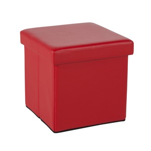 Pouf coffre cube - Rouge - 38 x 38 x 37 cm