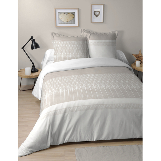 Housse De Couette Lace 2 Personnes L 240 X L 220 Cm Beige