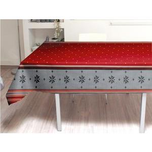 Nappe toile cirée rectangle - 140 x 240 cm - neige rouge