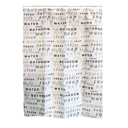 Rideau de douche Texte en polyester -180 x 200 cm - Blanc Rideau de douche Texte en polyester -180 x 200 cm - Blanc