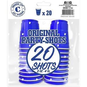 20 verres à shooters 4 cl - Plastique - Bleu - 150 g